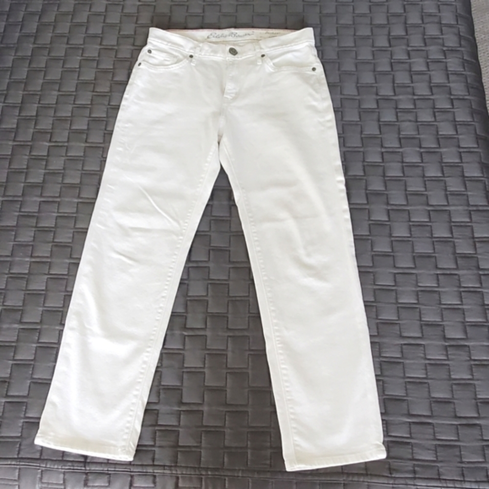 Eddie Bauer White Boyfriend Crop Jeans sz 2